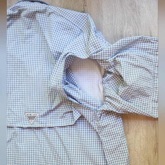 Columbia PFG Men's Super Bahama Blue Plaid Long Sleeve Plaid Mens Size 2XL / XXL - Picture 8 of 9